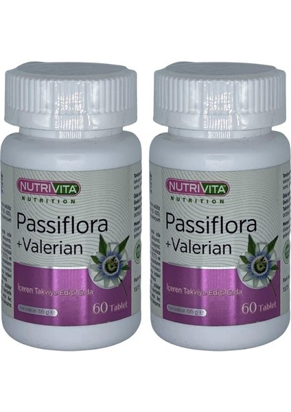 Passiflora Valerian 2 x 60 Tablet Kedi Otu