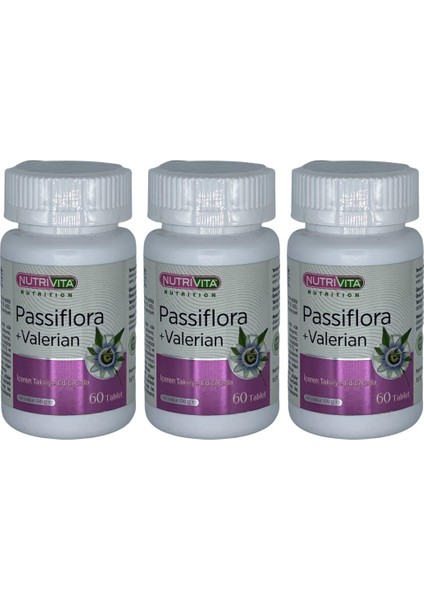 Passiflora Valerian 3 x 60 Tablet Kedi Otu