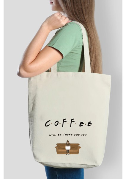 Kanvas Omuz Çantası Caffe Tasarımlı