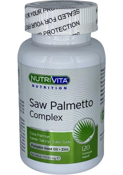 Saw Palmetto Complex 120 Yumuşak Kapsül Cüce Palmiye Kompleks Çinko