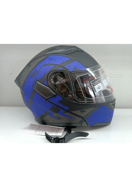 Jekai Jk-21 902 Model Güneş Vizörlü Çenededen Açılır Kask - Siyah-Mavi fiyatları
