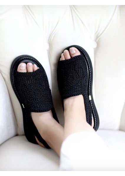 Düz Taban Dantel Örme Yeni Moda Günlük Kadın Sandalet