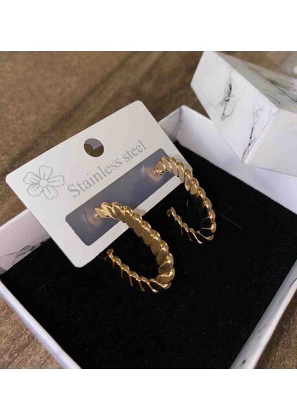 Gold Renk Çelik Küpe