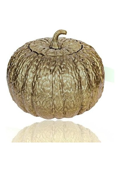 Pumpkın Antik Gold Küçük Balkabağı Kapaklı Dekoratif Obje 19X18 cm