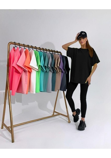 Oversize Kısa Kollu T-Shirt-Tayt Takım 0038