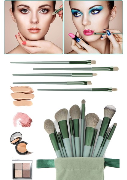 13 Parça Rose Yeşil Taşınabilir Kılıflı Lüx Makyaj Güzellik Seti modelleri