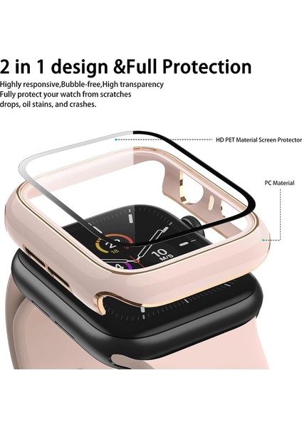 Apple Watch 8 7 45MM Watch Ekran Koruyucu Kırılmaz Cam ve Tam Kaplayan Watch Kasa Koruyucu Kılıf Parlak Renkli Yeni Kılıf Tam Kaplayan Kılıf Apple Watch 8 7 45MM ile Uyumludur