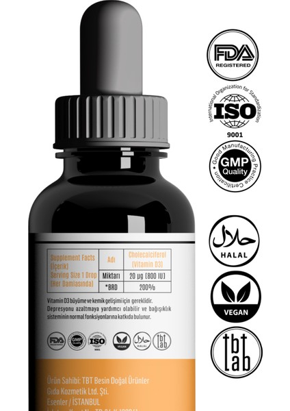 D3 Kolekalsiferol Takviye Edici Gıda 20 ml