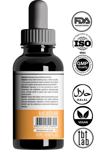 D3 Kolekalsiferol Takviye Edici Gıda 20 ml