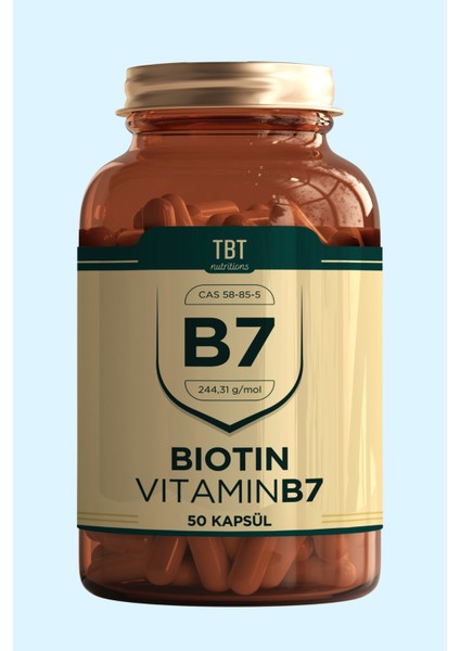 Biotin Vitamin B7 İçeren Takviye Edici Gıda 50 Kapsül