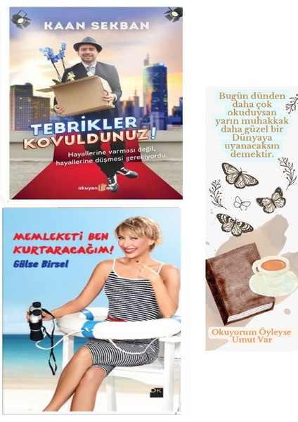 Kaan Sekban – Tebrikler Kovuldunuz! + Gülse Birsel – Memleketi Ben Kurtaracağım (2. El Kitap Seti) + Okuyorum Öyleyse Umut Var Ayraç Hediye