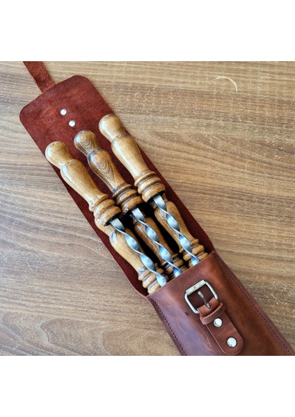 Hakiki Deri Çantalı Mangal ve Barbekü Şiş Seti fiyatları