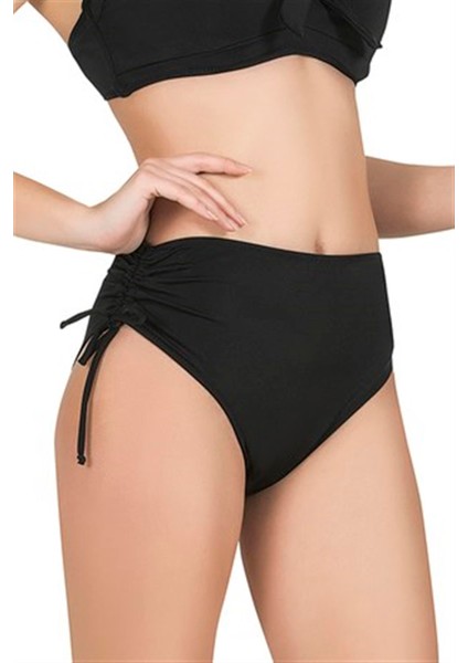 Kadın Yüksek Bel Yan Büzgülü Ipli Bordo Bikini Altı fiyatları