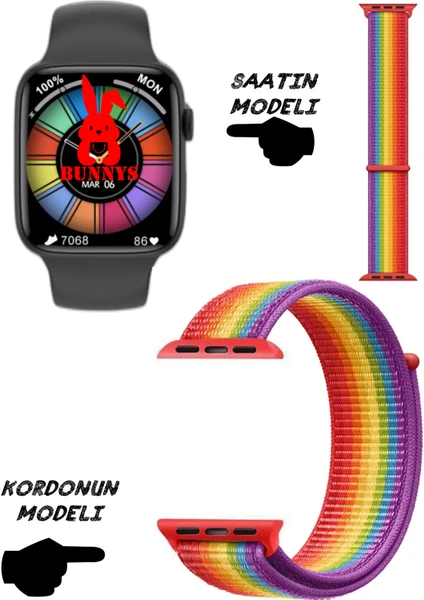 Akıllı Saat Apple Iphone Uyumlu Nfc Özellikli Watch 8 Pro Bt Konuşma Özellikli Akıllı Saat Hasır Kordon