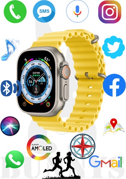 Akıllı Saat Samsung Uyumlu Watch 8 Ultra 49MM Amoled Ekran Konuşma Özellikli