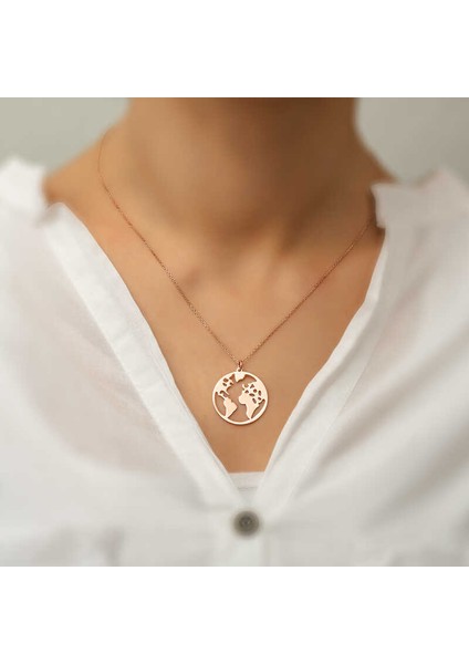 ​925 Ayar Gümüş Rose Dünya Gümüş Kolye modelleri