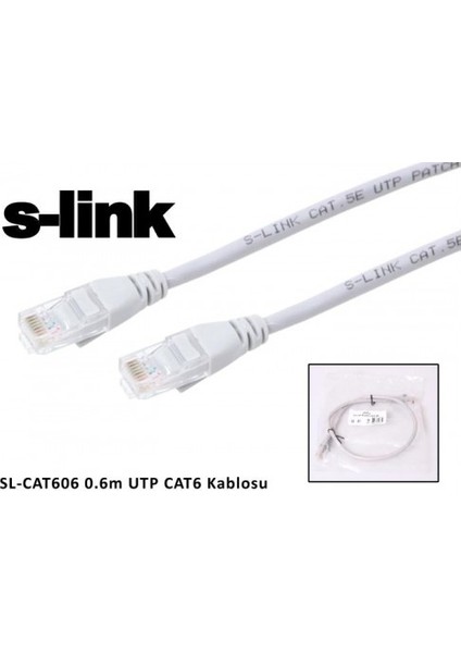 S-Link SL-CAT606 Cat6 Patch 60CM Kablo (Gri) fiyatları