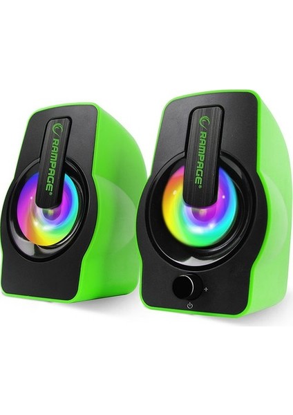 Rampage Rms-G7 Falsetto 2.0 6 Watt 50Hz-20KHz Yeşil Multimedia 5V USB Speaker