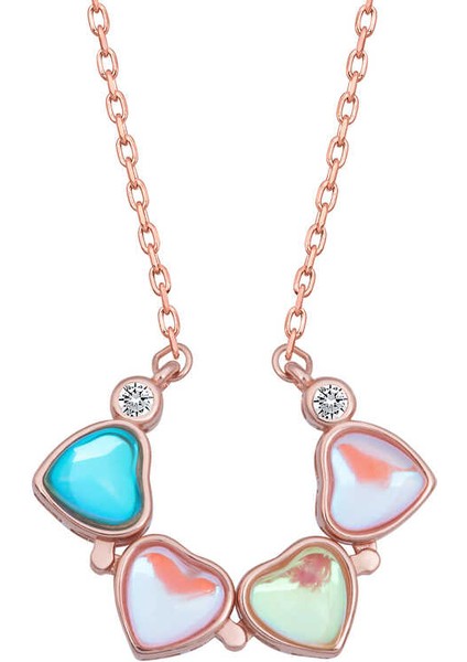 925 Ayar Gümüş Rose Renkli Açılabilen Yonca Kadın Gümüş Kolye fiyatları