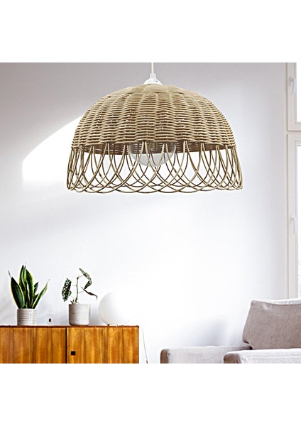 Bambu Rattan Hasır Rafya Jüt Ip Sarkıt Avize 35 cm