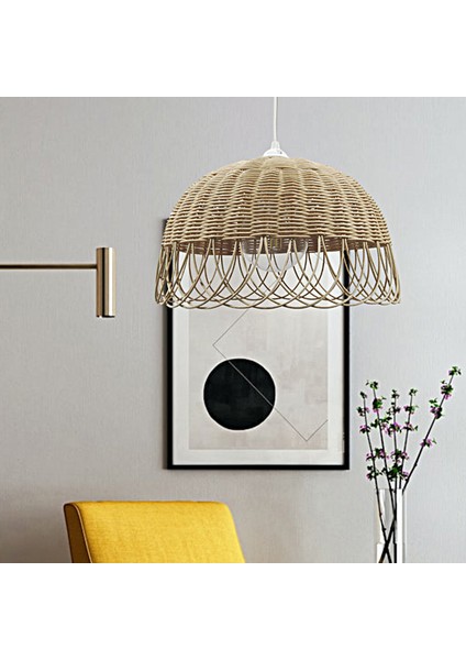 Bambu Rattan Hasır Rafya Jüt Ip Sarkıt Avize 35 cm