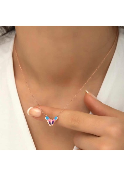 925 Ayar Gümüş Rose Minimal Kelebek Kadın Gümüş Kolye indirimleri