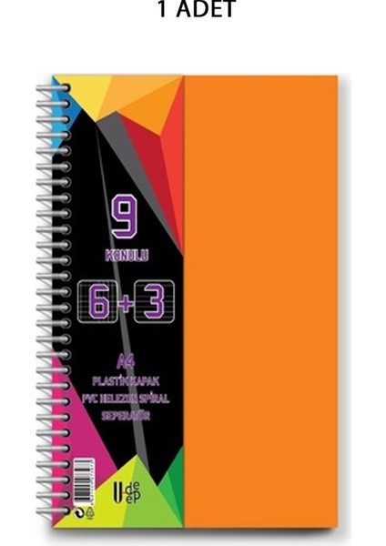 Spiralli Pp Kapak 6+3 225 Yaprak 9 Ayraçlı Defter