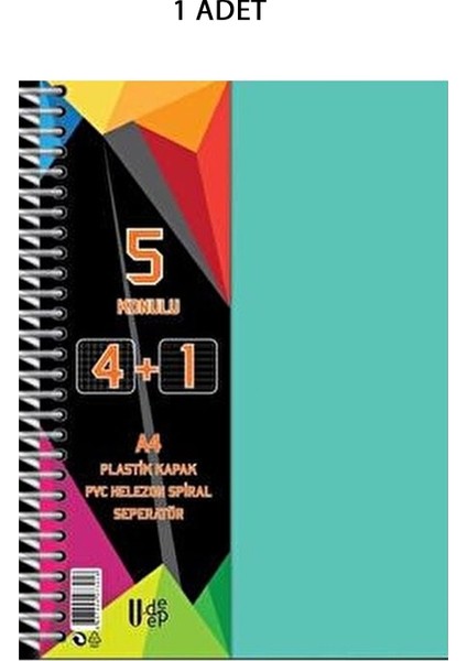 Spiralli Pp Kapak 4+1 125 Yaprak Ayraçlı Defter