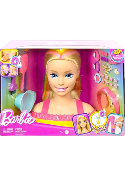 HMD78 Barbie'nin Gökkuşağı Saçlı Büstü ve Aksesuarları