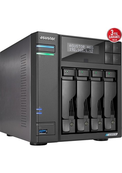 Asustor AS6704T Intel N5105 4 Yuvalı (4X22TB Desteği) 4gb DDR4(16GB Ram Desteği) M.2 X4 Pcıe X1 2.5gbe X2 USB 3.2 X3