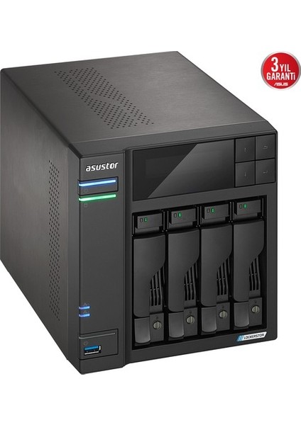 Asustor AS6704T Intel N5105 4 Yuvalı (4X22TB Desteği) 4gb DDR4(16GB Ram Desteği) M.2 X4 Pcıe X1 2.5gbe X2 USB 3.2 X3