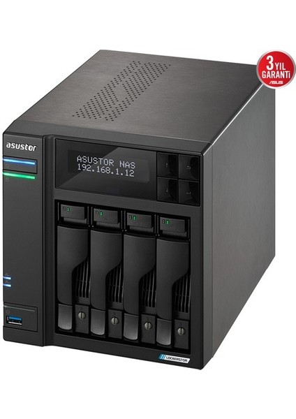 Asustor AS6704T Intel N5105 4 Yuvalı (4X22TB Desteği) 4gb DDR4(16GB Ram Desteği) M.2 X4 Pcıe X1 2.5gbe X2 USB 3.2 X3