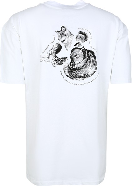 Bisiklet Yaka Baskılı Beyaz Erkek T-Shirt DT10240_DENIM Trip Bisiklet Yaka Re