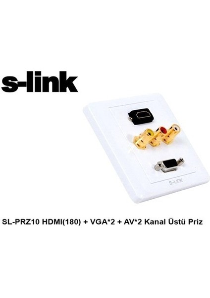 S-Link SL-PRZ10 HDMI(180) + Vga*2 + Av*2 Kanal Üstü Priz