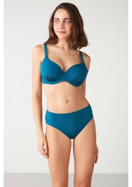 Çıkarılabilir Push Up Destekli Violca Düz Renk Toparlayıcı Bikini
