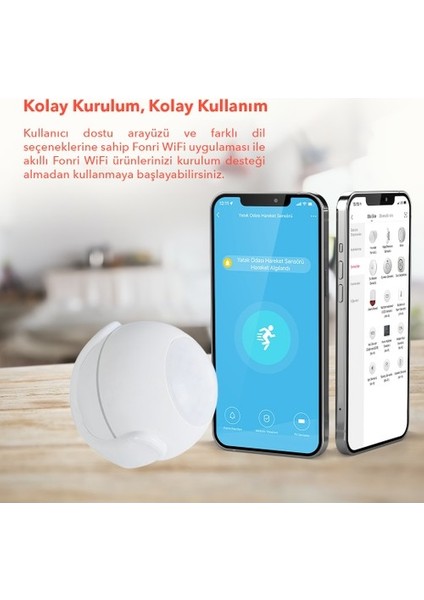 Fonri Akıllı Kablosuz Hareket Sensörü, Google Asistan Destekli, Wifi, Uzaktan Kontrol, Tuya Destekli