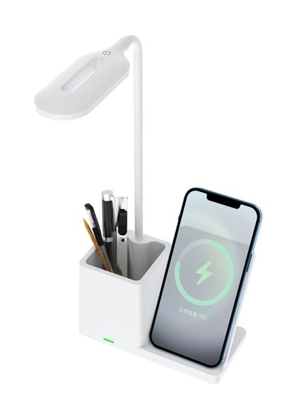 S-Link SL-M9054 Beyaz Typec 10W Kablosuz Şarj Cihazı Kalemlikli Masa Lambası modelleri