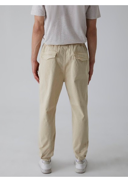 Erkek Slim Fit Jogger Bel Bej Pantolon