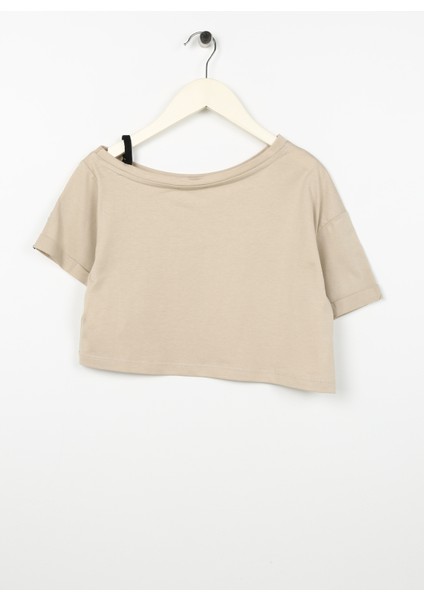 Baskılı Bej Kız Çocuk T-Shirt Hena Gırl
