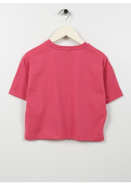 Baskılı Pembe Kız Çocuk T-Shirt Oves Gırl