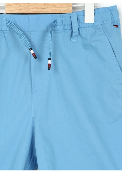 Normal Bel Normal Mavi Erkek Çocuk Şort Poplın Shorts