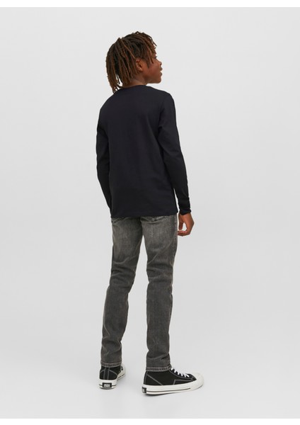 Baskılı Siyah Erkek Çocuk T-Shirt Jjecorp Logo Tee Play Ls O-Neck Noo