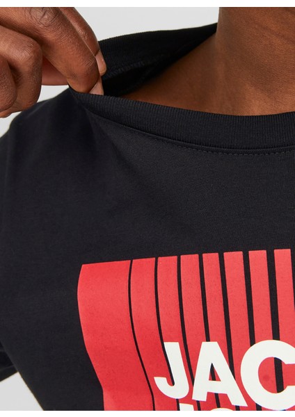 Baskılı Siyah Erkek Çocuk T-Shirt Jjecorp Logo Tee Play Ls O-Neck Noo fırsatları
