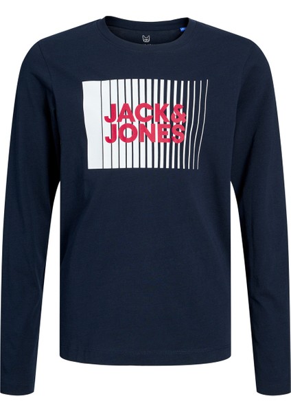 Baskılı Lacivert Erkek Çocuk T-Shirt Jjecorp Logo Tee Play Ls O-Neck Noo modelleri