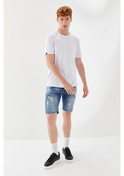 Subliminal Ny City Baskılı Bisiklet Yaka Regular Fit Tişört Beyaz