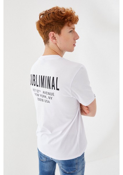 Subliminal Ny City Baskılı Bisiklet Yaka Regular Fit Tişört Beyaz indirimleri