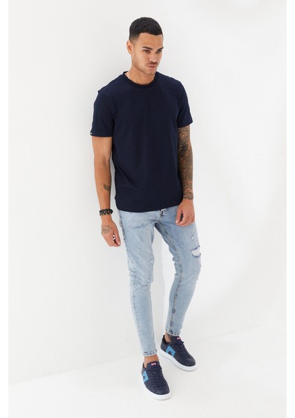 Attitude Motivated Baskılı Bisiklet Yaka Regular Fit Tişört Lacivert fiyatları