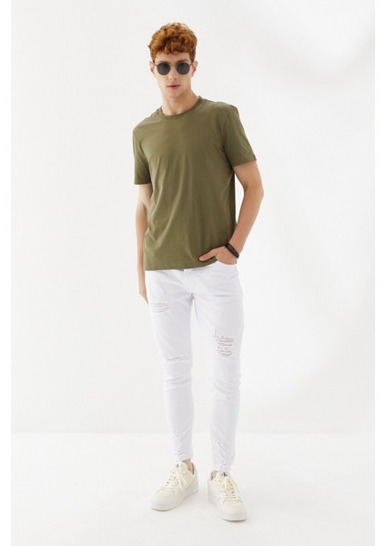 Attitude Motivated Baskılı Bisiklet Yaka Regular Fit Tişört Haki fiyatları