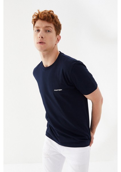 Göğüs Andmen Sırtı M+Rc Noir Baskılı Bisiklet Yaka Regular Fit Tişört Lacivert indirimleri