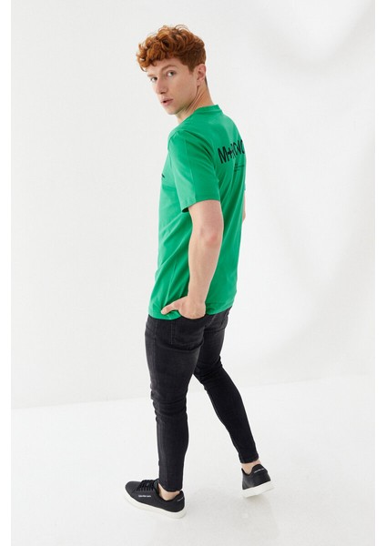 Göğüs Andmen Sırtı M+Rc Noir Baskılı Bisiklet Yaka Regular Fit Tişört Benetton Yeşili modelleri